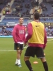 View from The Paddock away section - Manchester United players warming up season 2008-09