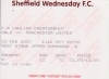 Sheff Wed vs Man Utd - away end ticket stub - 1999-2000 Season