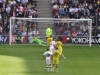 Leeds Utd's Chris Wood fires home a penalty. MKD V LUFC Sept 2015