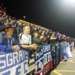 Ipswich fans on the away terrace at Huish Park