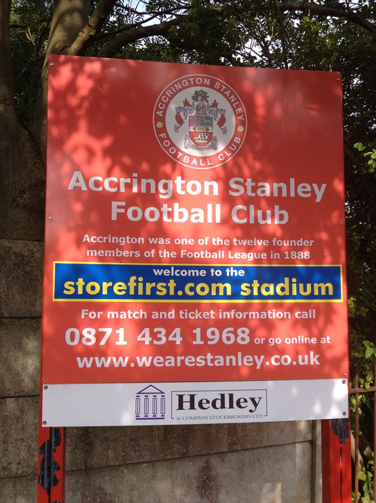 Accrington Stanley storefirst.com stadium crown ground sign