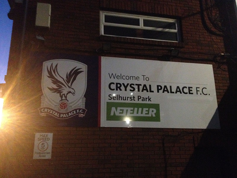 Welcome to Crystal Palace FC Selhurst Park sign