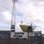 South stand and floodflight at the Abbey Stadium the home of Cambridge United