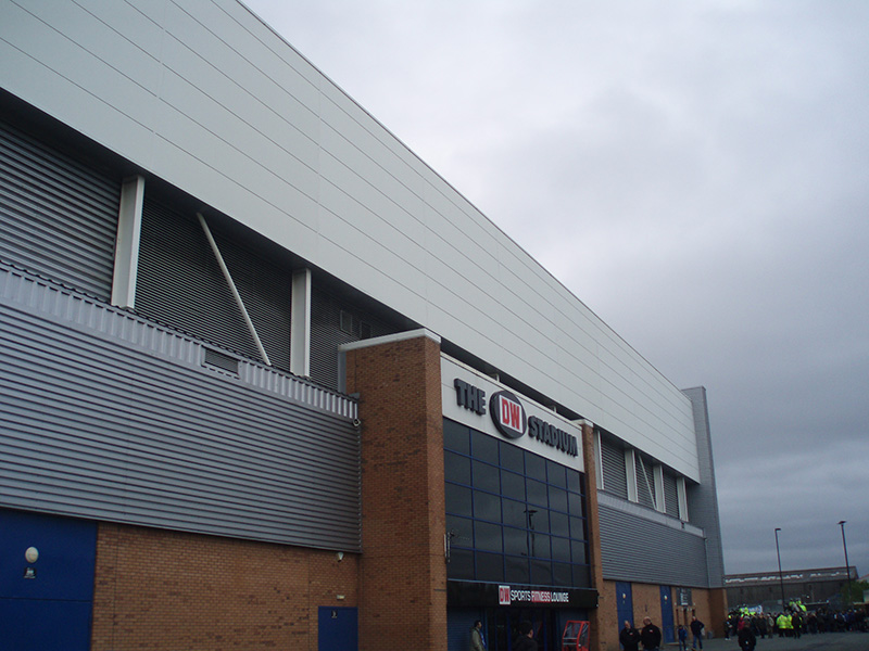 Front of the DW Stadium Wigan