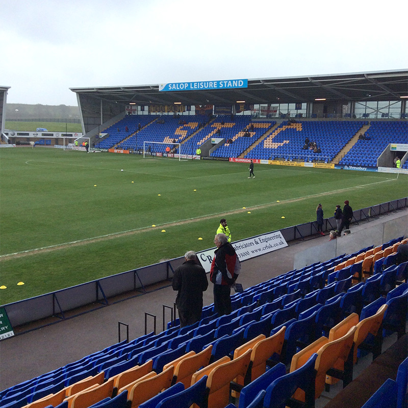 Greenshous meadow home of league 2 shrewsbury town