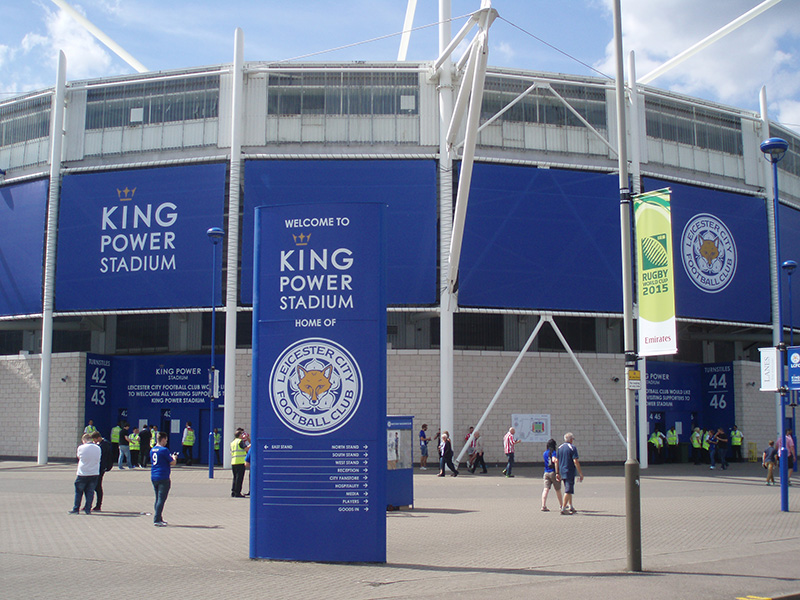 outside the king pwoer stadium home of premier league team leicester city