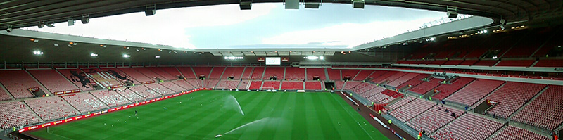sprinklers on the pitch at sunderlands stadium of light