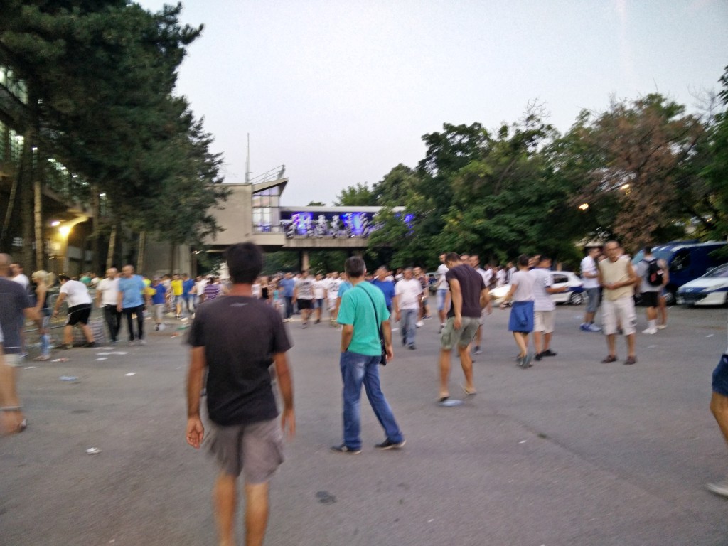 The outside of the stadium, before Partizan were due to kick off.