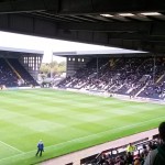 looking towards the Kop at meadow lane home of the magpies notts county