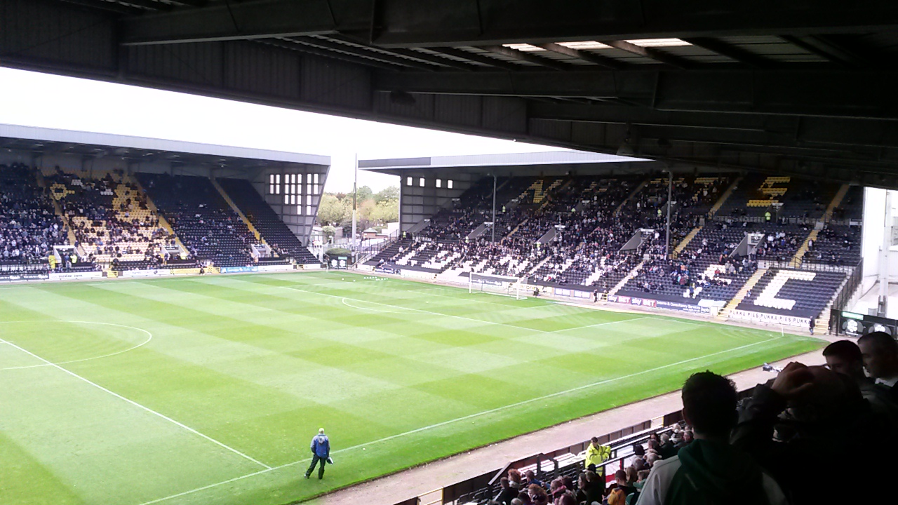 looking towards the Kop at meadow lane home of the magpies notts county