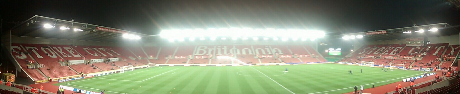 Panoramic of stoke city's britannia stadium