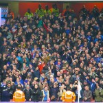 Leicester fans celebrating a goal