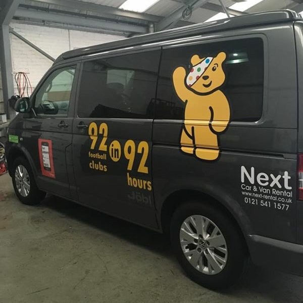 92 in 92 hours for children in need, van sponsored by next car and van rental