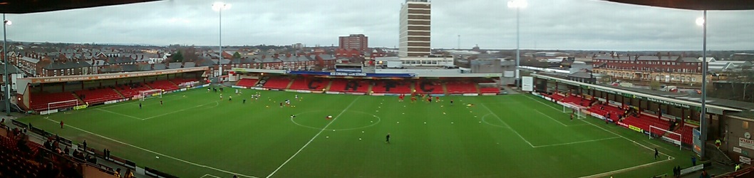 panoramic of crewe alexandra's gresty road (alexandra stadium)