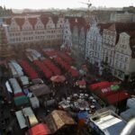 View of the Christmas Market from the big wheel in Rostock.