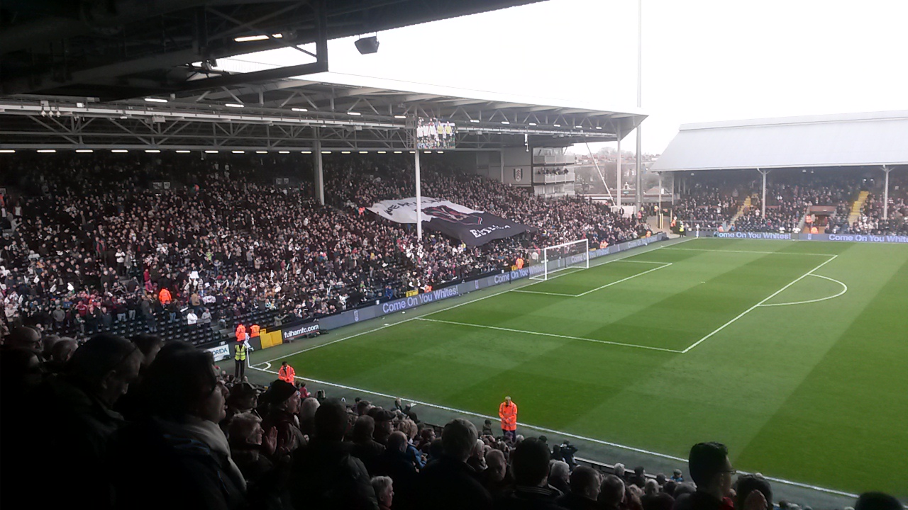 Fulham fans in the Hammersmith end at Craven Cottage