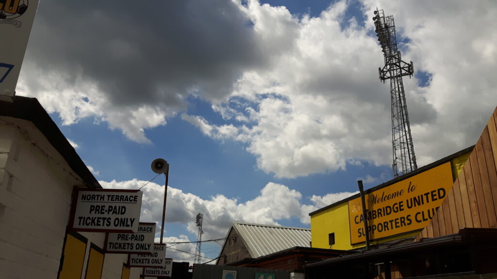 floodlights at the abbey stadium home of cambridge united