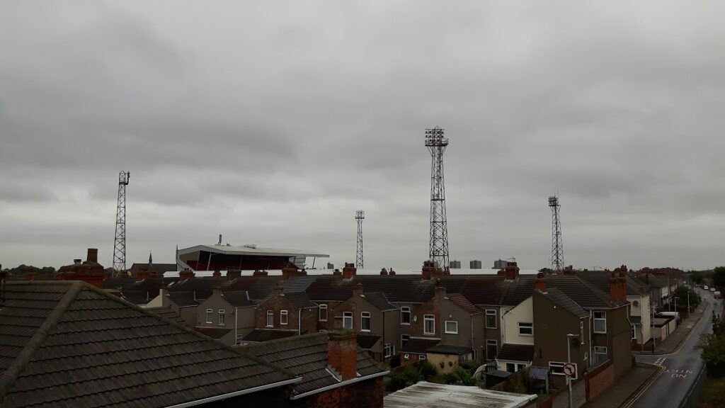 Blundell Park taken from the nearby Railway Bridge