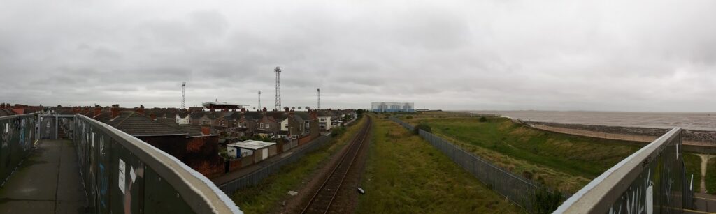 Panormic of Blundell Park and the Humber from the nearby Railway Bridge