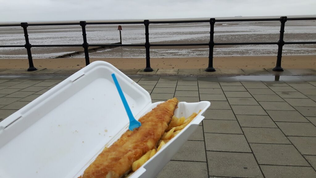 Fish and Chips from Ocean Fish Bar on Cleethorpes Seafront