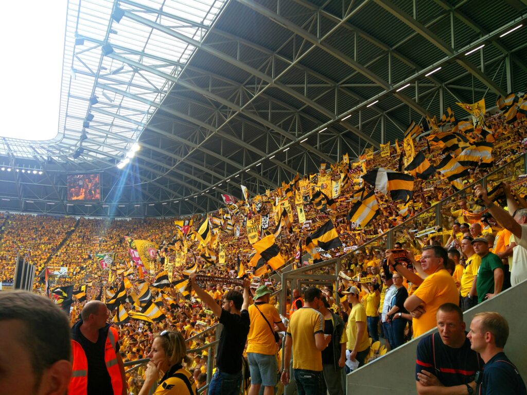 The K-Block of the Dynamo Dresden fans were in colourful voice and spirit.