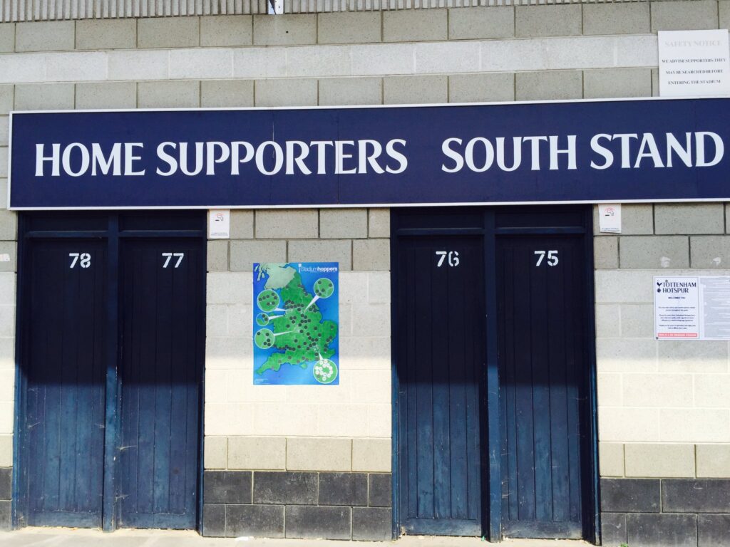 tottenham's white hart lane adorned with a stadium hoppers map