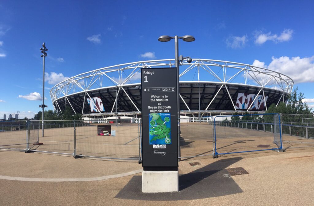 West Ham London Stadium with a stadium hoppers map