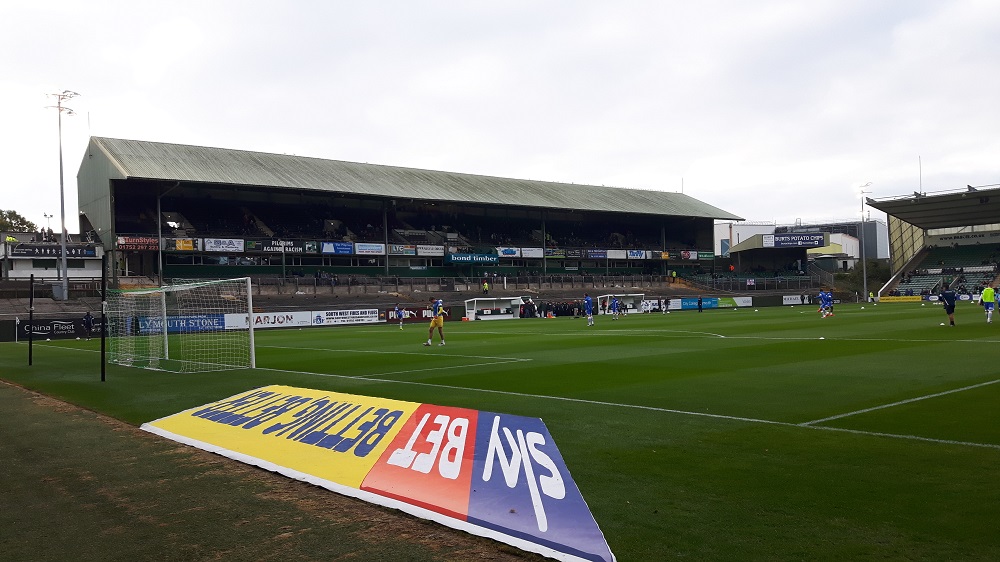 The Grandstand at Home Park, the stadium of Plymouth Argyle