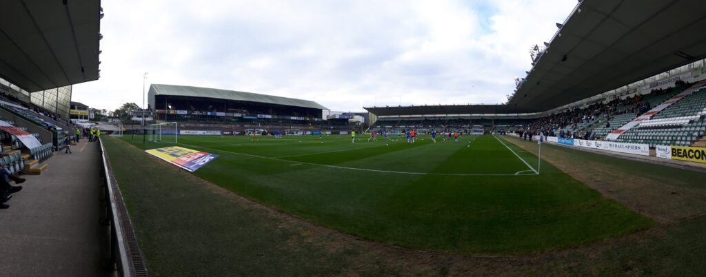 Panoramic shot of Home Park the ground of Plymouth Argyle FC