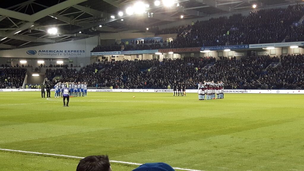 minutes silence at the Amex Stadium Brighton to remember the fallen