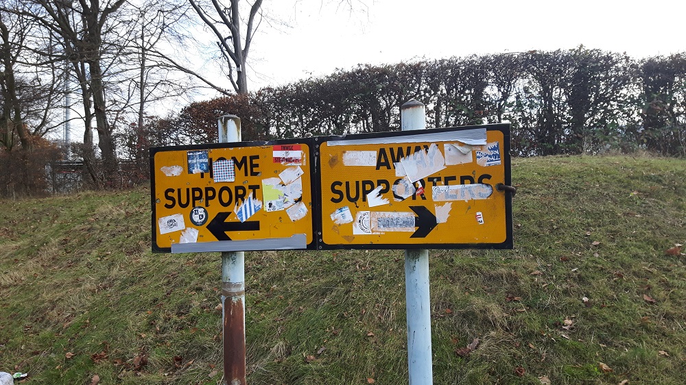 Home supporters, away supporters sign at the Lamex Stadium Stevenage