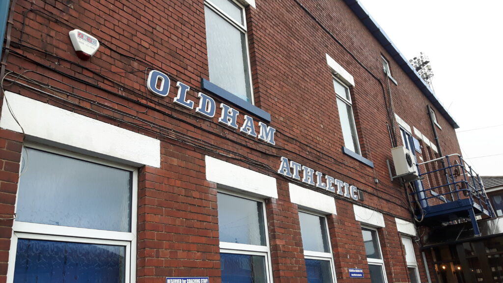 Back of the Main Stand at Boundary Park the home of Oldham Athletic