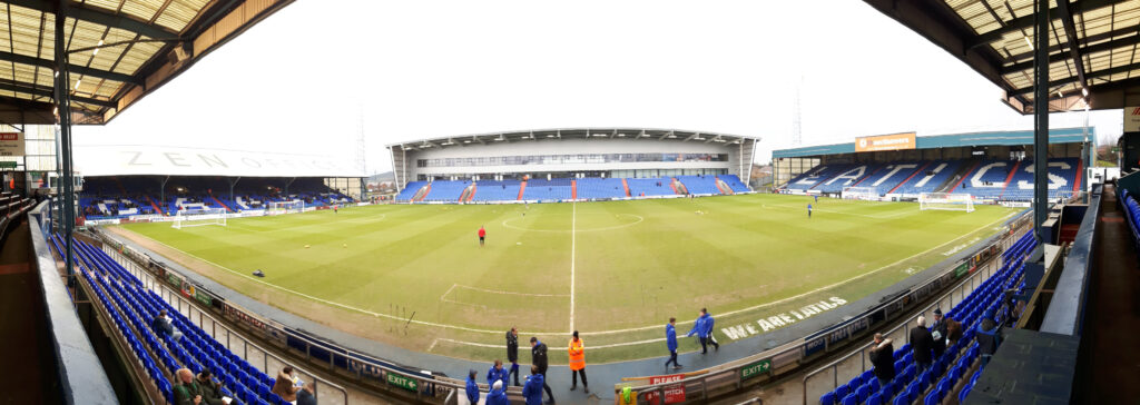 Panoramic photo of the SportsDirect.com stadium taken from the Main Stand