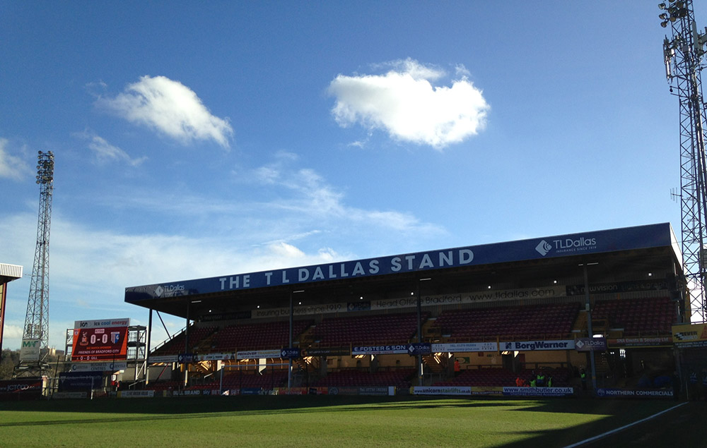 The T L Dallas Stand at Valley Parade the home of Bradford City