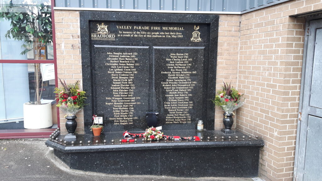 The Valley Parade Fire Disaster Memorial.