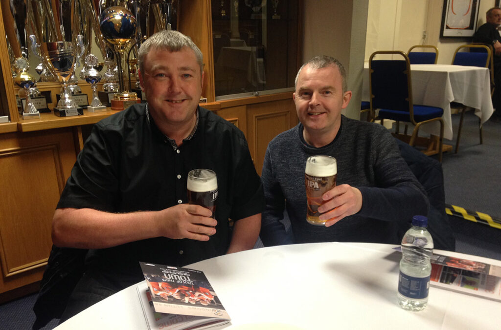 Pre-match pint in the John Moore lounge at Luton Town