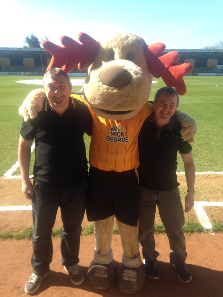 With the Cambridge United mascot ‘Marvin the Moose’