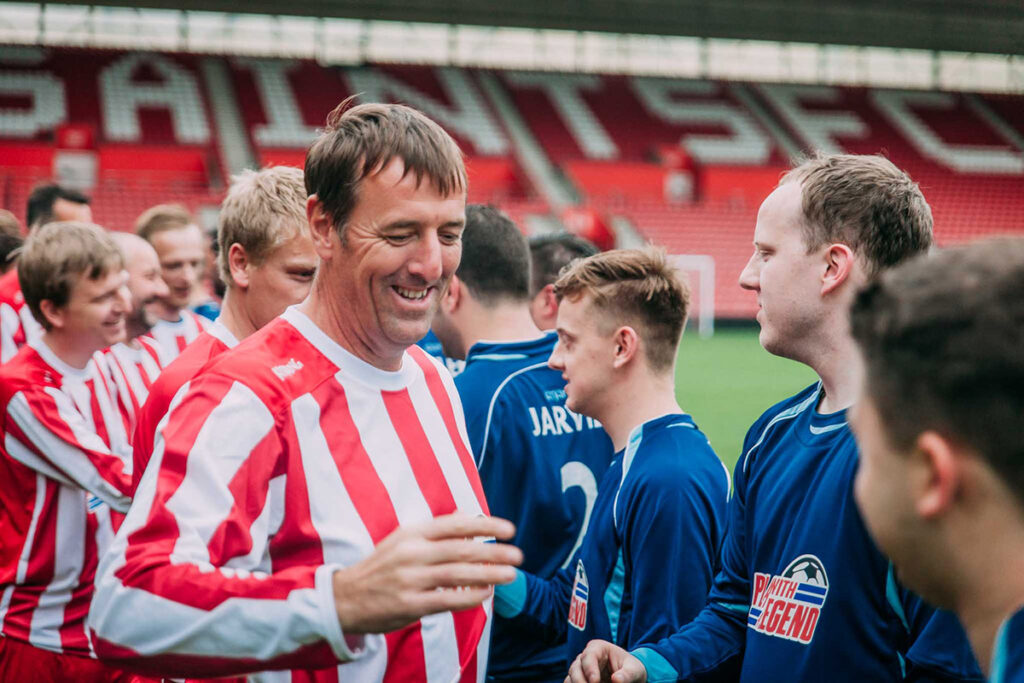 Matthew Le Tissier taking part in play with a legend at the St Marys' Stadium Southampton