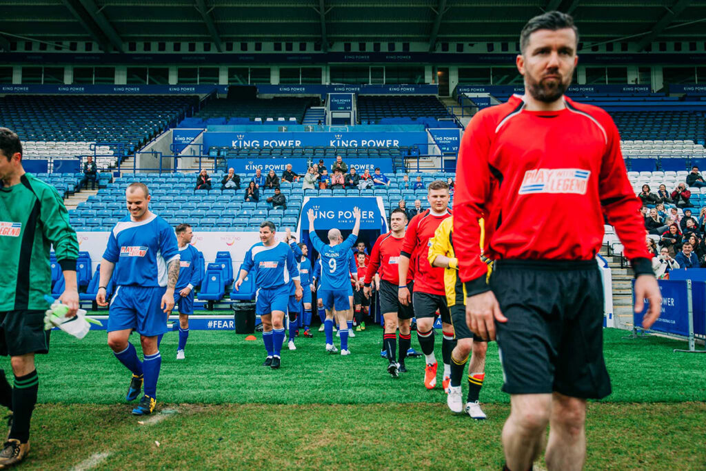 Coming out of the tunnel at the King Power Stadium at the 'Play with a Legend' stadium event