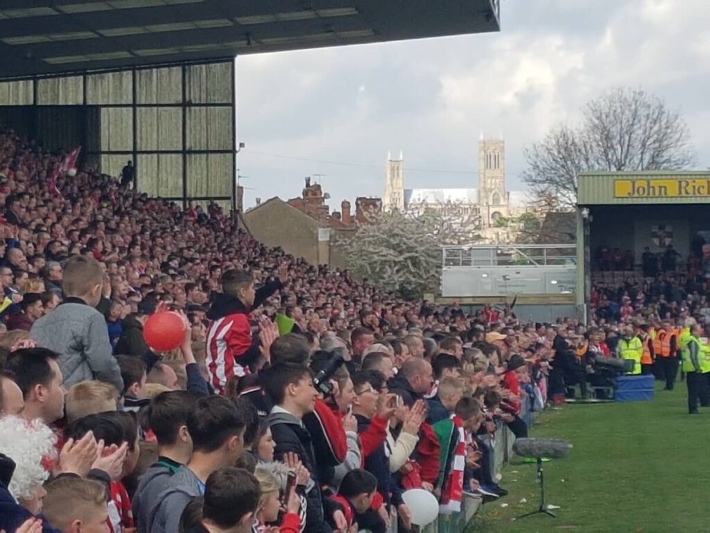 Lincoln cathedral visible from Sincil Bank