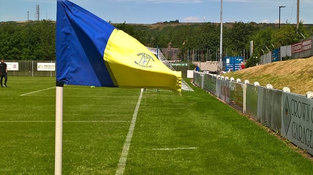 Corner flag at the Look Local Stadium home of Stocksbridge Park Steels