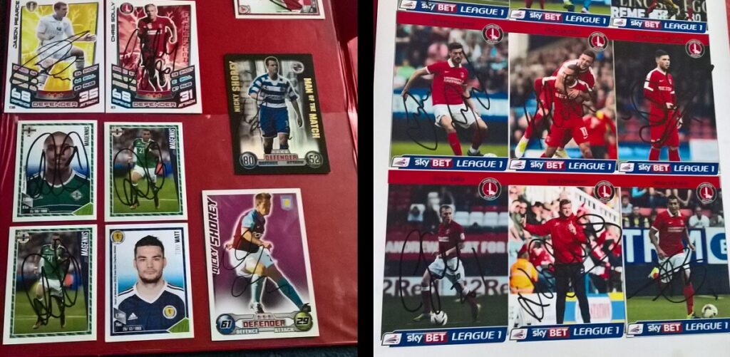 Chris Solly, Jason Pearce and Josh Magennis Nicky Shorey and various Charlton player autographs