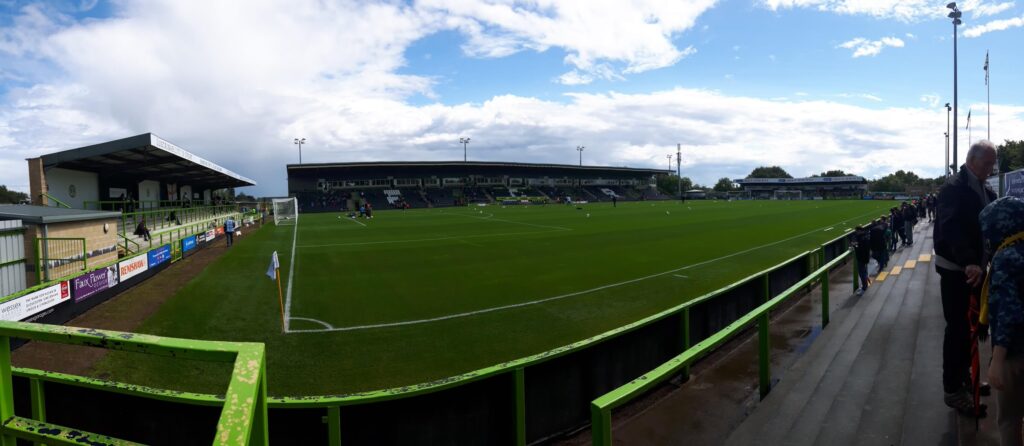 Panoramic photo of the new lawn forest green