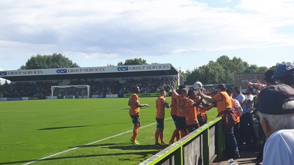 Barnet celebrate equalising at Forest Green Rovers