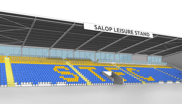 Mock up of how the safe standing installation at Shrewsbury Town will look