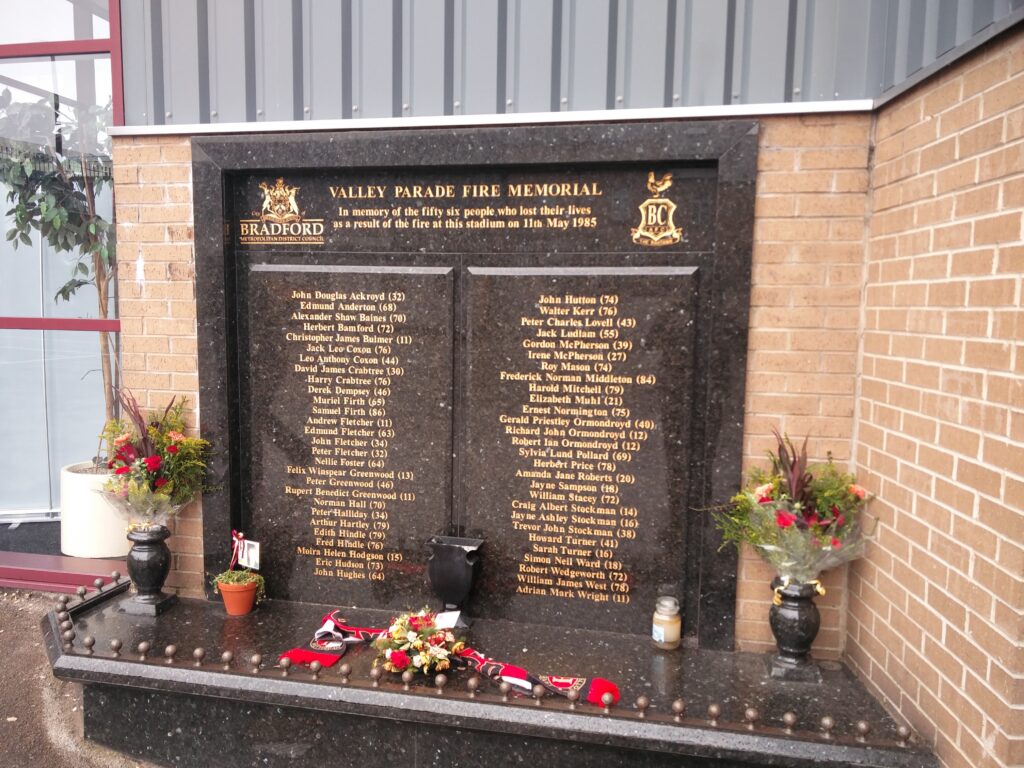 The Valley Parade Fire Memorial.