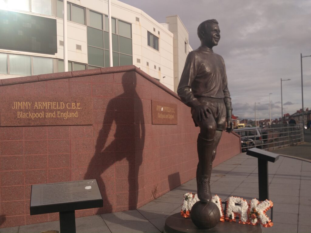 The Jimmy Armfield statue was one of many former players remembered around Bloomfield Road.